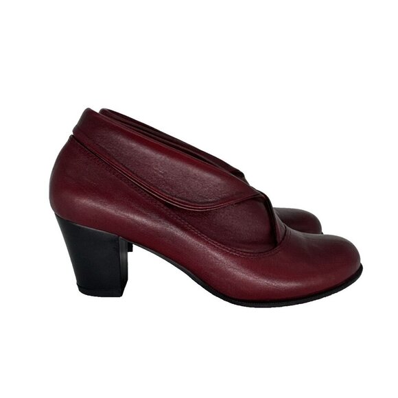 Sofia Artisan Burgundy Leather heel Folded Brim size 6.5,V Cut ankle boot - Picture 5 of 11